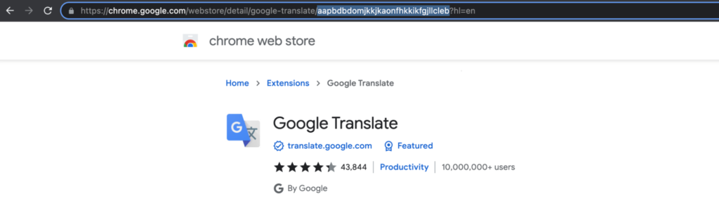 Figure 3: WebStore assuming Google Translate is installed
