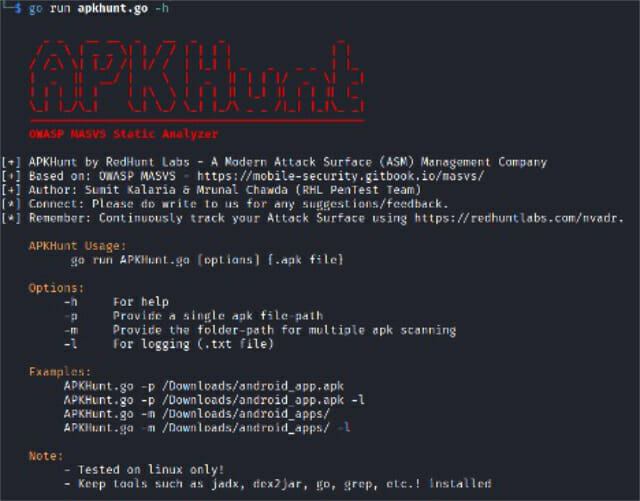APKHunt is an open-source Android static code analysis tool built on the OWASP MASVS framework that helps developers identify and address potential security vulnerabilities within their codebase. 